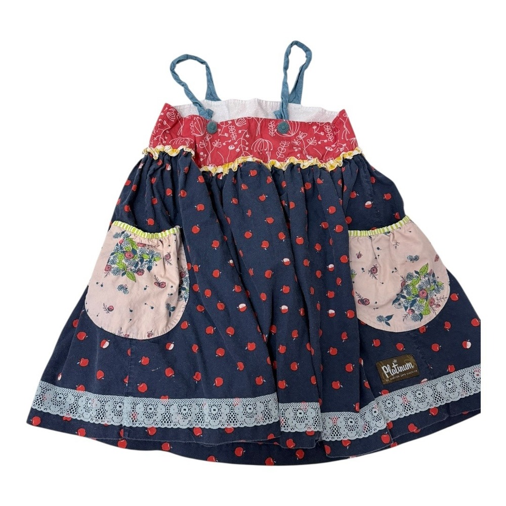 Cottagecore Matilda Jane Platinum Dress Walden Wishes Ellie 12 Blue Red Apple